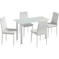 Homcom 5-Tlg., Weiß, Kunststoff, 60x97x120 cm, Esszimmer, Bänke, Tisch- & Eckbankgruppen