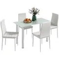 HOMCOM Essgruppe Esstisch mit 4 Stühlen Platzsparend Esszimmergruppe Sitzgruppe Küchentisch-Set für Esszimmer, Küche Weiß