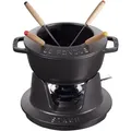 Staub Specialities Fondue Set 16 cm, rund, Schwarz, Gusseisen