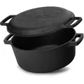 BRIZOLL Gusseisen Topf 6L Gusseisentopf Ø 28cm Brotbacken Kochtopf mit Deckel-Bratpfanne