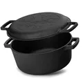 Gusseisen Topf 6L | Gusseisentopf Ø 28cm Brotbacken | Kochtopf aus Gusseisen mit Deckel-Bratpfanne | Brotbackform geeignet für Gasgrill, Backofen, Feuerstelle und alle Herdarten inkl. Induktion