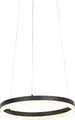 Qazqa led Modern Pendelleuchte, Pendellampe - Anello - Schwarz, Rund, dimmbar, 40cm, Ideal als Bürolampe und Wohnzimmerlampe