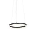 Qazqa Pendelleuchte Anello, Dimmbar, LED fest integriert, Extra-Warmweiß, QAZQA Hängeleuchte, integrated, Schwarz, Aluminium, Modern