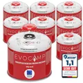 EVOCAMP 8X Propan Butan Gaskartuschen 300g, Schraubventil Eurogewinde 7/16", Ventilkartuschen 539ml mit Sicherheits-Verschlussautomatik, Gaskartuschen einsetzbar für Weber Grills Q100/1200-Serien