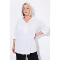 Ulla Popken Tunika Bubble-Tunika Biesen Herzausschnitt 3/4-Arm weiß 46/48