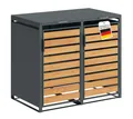 STEELSØN Mülltonnenbox Kestra 120L aus verzinktem Stahl (Anthrazit/Holz, Für 2 Tonnen), verfügbar mit 1, 2, 3, 4 oder 5 Türen, mit Sichtstreifen Holzoptik