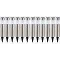 12er Set LED Solar Steck Leuchten Garten Weg Außen Beleuchtung IP44 Erdspieß Lampen Edelstahl Veranda Hof
