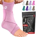 Sleeve Stars Sprunggelenkbandage - Plantarfasziitis & Achillessehnen Entlastung, Fußgelenk Bandage mit verstellbarem Riemen I Knöchelbandage I Fußbandage für rechts oder links (1 Stück,Babyrosa,klein)