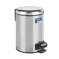 WENKO Kosmetikeimer 3 Liter, rostfreier Edelstahl, herausnehmbarer Inneneimer mit Müllbeutelhalter, Mülleimer fürs Bad mit Deckel und Tretfunktion, ausklappbarer Tragegriff, glänzend, Mod. Leman