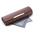 FEFI - Kleines Lesebrillen Etui in Leder-Optik mit Chrombeschlag - Hardcase (Braun)