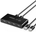 UGREEN USB 2.0 KVM 4 Ports Switch für 2 PCs 2 In 4 Out Umschalter mit 2 USB 2.0