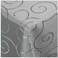 DecoHomeTextil Heimtextilmanufaktur Tischdecke Kringel Circle Tafeldecke Ornamente Damast Tischdecke grau Eckig 110 x 140 cm