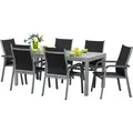KETTLER Basic Plus Garten-Essgruppe, silber/anthrazit, Alu/Textilene, 180/240x90cm, 6 Stapelsessel
