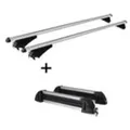 Relingträger Tiger XL + Skiträger / Snowboardträger / Skihalter Alu 4 Paar Ski kompatibel mit für Mitsubishi Outlander PHEV ab 14