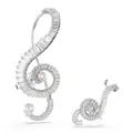 Swarovski Ariana Grande x Swarovski Ohrclips, Asymmetrisches Design, Kristallperle, Baguette-Schliff, Weiß, Rhodiniert