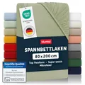 Blumtal® Spannbettlaken 80x200 cm - Spannbettlaken Microfaser - Oekotex zertifiziertes Bettlaken - Spannbettücher 80x200 cm - Laken - Fitted Sheets - Olive - Grün