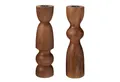 HAC24 Kerzenständer Walnuss Kerzenhalter Holzkerzenständer Stabkerzenhalter Kerzenleuchter (2 St), 25 cm