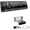 Kenwood KMM-BT209 1-DIN Autoradio Bluetooth USB AUX-In Short Body mit Einbauset für Audi A4 2002-2009 schwarz