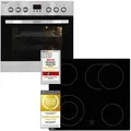 Exquisit Herd-Set, 58 Liter, Backofen mit 9 Funktionen, Kochfeld mit 4 Zonen, Umluft, Heißluft, Grill, Timer, Energieeffizienz A, EHE185-1.3 - Silber