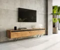 DELIFE Designer-Lowboard Stonegrace 200 cm Akazie Natur Schiefer 4 Schübe