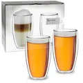 Creano doppelwandiges Thermoglas 250ml „DG-SH“, Doppelwandglas auch für kleine Hände geeignet, doppelwandige Cappuccinotassen, Kaffee, Tee, Latte Gläser 2er Set