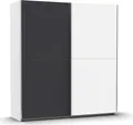 rauch Schwebetürenschrank Kleiderschrank Schrank Garderobe SATURN mit 3 Ausstattungsvarianten 3 verschiedene Ausstattungsvarianten Griffe aus Metall MADE IN GERMANY, Alpinweiß/Graumetallic