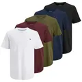 Jack & Jones Rundhalsshirt JPRBLABRODY im 5er-Pack, mit Logodruck, Rundhals und atmungsaktiv (Packung, 5-tlg., 5er-Pack) Rundhals, normal, Baumwolle blau L (52)