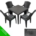 Gartenmöbel Terrassenmöbel Esstisch + 4 Stühle Rattan Optik Anthrazit Balkon Set