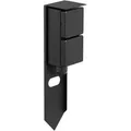 ledscom.de Garten Steckdosensäule PIWI mit Erdspieß für außen, IP44, 2-fach, Edelstahl, schwarz, eckig, 30 cm
