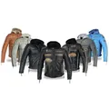 Alpha Speeds Motorradjacke - /Freizeit Herren Lammlederjacke Bikerjacke Highway 11 (Abnehmbares Innenfutter und Kapuze, (NEUE VERSION 2025) Aus weichem Lammleder, inkl. einsetzbarer Protektoren beige 5XL