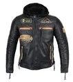 Herren Motorradjacke Lederjacke Biker Jacke mit Protektoren Leder Jacke mit Kapuze Leather Jacket Fashion Jacket Custom (DE/NL/SE/PL, Alphanumerisch, 5XL, Regular, Regular, Orange/Beige Streifen)