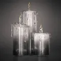 "LED Universum LED Acryl Glitzer Kerze Silber 3er Set\"Liza\" inkl. Fernbedienung und Timer"