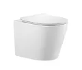 sanicomfort Hänge WC Set Nakia – Spülrandloses, Hygienisches Wand-WC Tiefspüler aus Hochwertiger Sanitärkeramik in Matt Weiß, Kompakt, Modern inkl. Soft-Close WC-Sitz