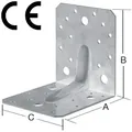 Schwerlast-Winkelverbinder VORMANN AUGUST gleichschenklig mit Sicke, sendzimirverzinkt Breite: 65.00 mm|Länge Schenkel A: 90.00 mm|Länge Schenkel B: 90.00 mm