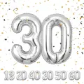 Geburtstag zahlen luftballon 30 jahre | Folienballon Sliber Folienballon in 4...