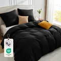 BEDELITE Bettwäsche 220x240 Baumwolle 3teilig - Bettwäsche-Sets Schwarz mit Reißverschluss, Bettbezug 240x220 mit 2 Kissenbezüge 80x80 cm, Oeko-TEX Bedding weiche und kuschelige Bettwaren