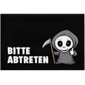 MoonWorks® Fußmatte mit Spruch Bitte abtreten Sensemann lustiges Wortspiel rutschfest & waschbar Schwarz 60x40cm