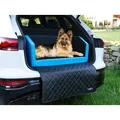 CopcoPet Tier-Autobett Travel Bed Hunde Reisebett, Kofferraumschutz Hund mit ladekantenschutz, Schutzmatte herausnehmbar blau|grau 100 x 90 cm
