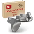 LouMaxx Winkelbodenträger mit Doppelzapfen | 50er Set Regalbodenträger | Sicherheits Bodenträger 5mm | Einlegeboden Halter aus Zamak vernickelt