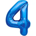 Luftballon 4. Geburtstag Zahl 4 Blau XXL Riesen Folienballon 100cm Geburtstagsdeko Jungen Ballon Zahl Deko zum Geburtstag. Fliegt mit Helium.