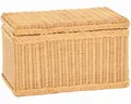 Truhe Wäschetruhe Badtruhe aus Rattan mit Stoffinlett (Honig, Box)