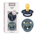 BIBS Colour Schnuller 2er-Pack, BPA-frei, Kirschform Nippel. Naturkautschuk/Latex, Hergestellt in Dänemark. Größe 1 | 0+ Monate | 2-Pack, Deep Space/Petrol