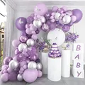 Patimate Lila Luftballons Girlande, 118 Stück: Lila Silber Ballon Girlande Kit mit Schmetterling Aufklebern, für Geburtstag Party Dekoration Baby Shower Hochzeit