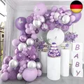 Lila Luftballons Girlande, 118 Stück lila Silber Ballon Girlande Kit, Metallic 