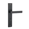 domino Türgriff 78 Drückergarnitur WC Badezimmer Set Links & Rechts Türbeschlag für WC Badezimmertüren L-Form Türbeschläge aus Aluminium Schwarz Türdrückergarnitur QUBIK BLACK