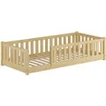Erst-Holz Holzbett Kinderbett 80 x 180 cm  mit Rundumsicherung Kiefer Massivholz Modell 77 Rollrost inkl.