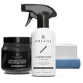CREVIVE Lederreiniger 250 ml & Leder Reparatur Set Grau 300 ml - Lederpflege Auto - Lederreparatur Sofa - Autositz Reparatur