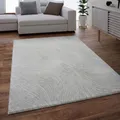 VIMODA Teppich Wohnzimmer Teppich Schlafzimmer, Flur, küche Kurzflor Boho Design Unifarbe Hoch-Tief-Effekt Modern 3D Weich,Maße:80x150 cm;Farbe:L.Grey