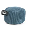 Lumaland Sitzsack Pouf aus Cord | Kompakter 50L Gaming Pouf mit 3-in-1-Funktion: bequemer Hocker, praktisches Tischchen & stylischer Indoor Fußschemel | Ø 25 x 45 cm [Dunkelblau]