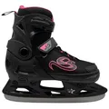 Cox Swain Schlittschuhe CRYSTAL – größenverstellbar, Softboot – Black/Pink – S (33-36), Verstellbare Schlittschuhe mit Edelstahlkufen schwarz S (33-36)